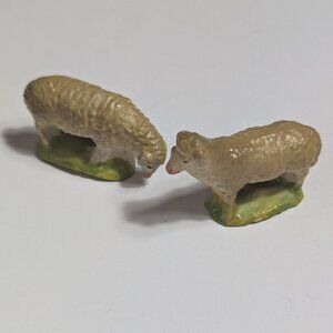 Vintage Nativity Painted Grazing Sheep Lamb Germany 2" Figures